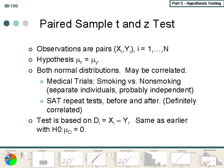 Part 5 – Hypothesis Testing 89/100 Paired Sample t and z Test ¢ ¢