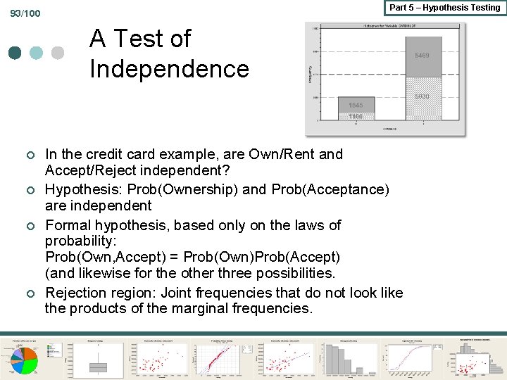 Part 5 – Hypothesis Testing 93/100 A Test of Independence ¢ ¢ In the