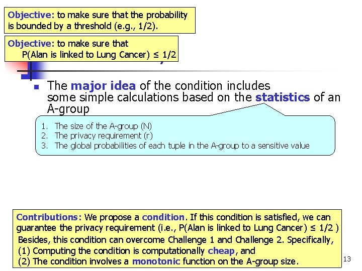 Objective: to make sure that the probability is bounded by a threshold (e. g.