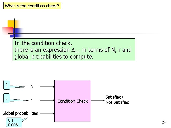 What is the condition check? In the condition check, there is an expression ceil