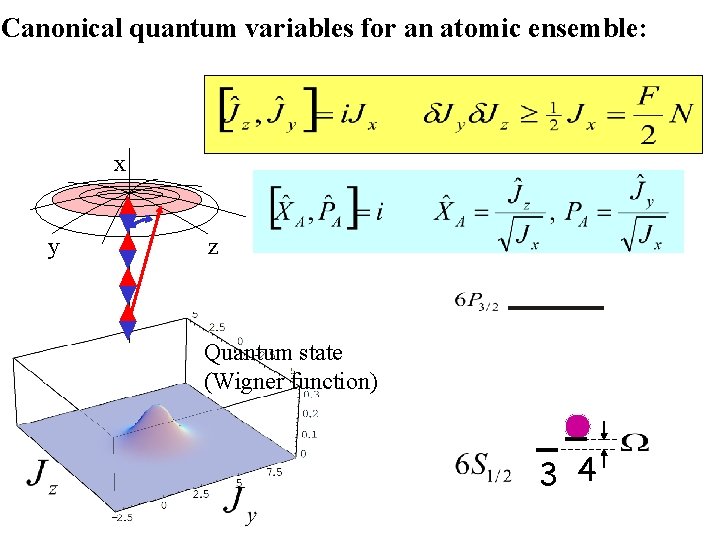 Canonical quantum variables for an atomic ensemble: x y z Quantum state (Wigner function)