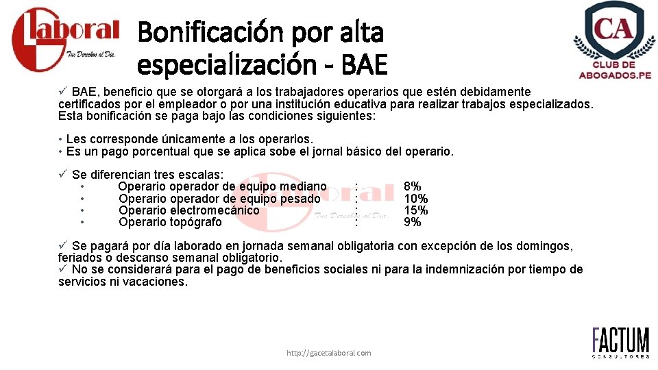 Bonificación por alta especialización - BAE ü BAE, beneficio que se otorgará a los