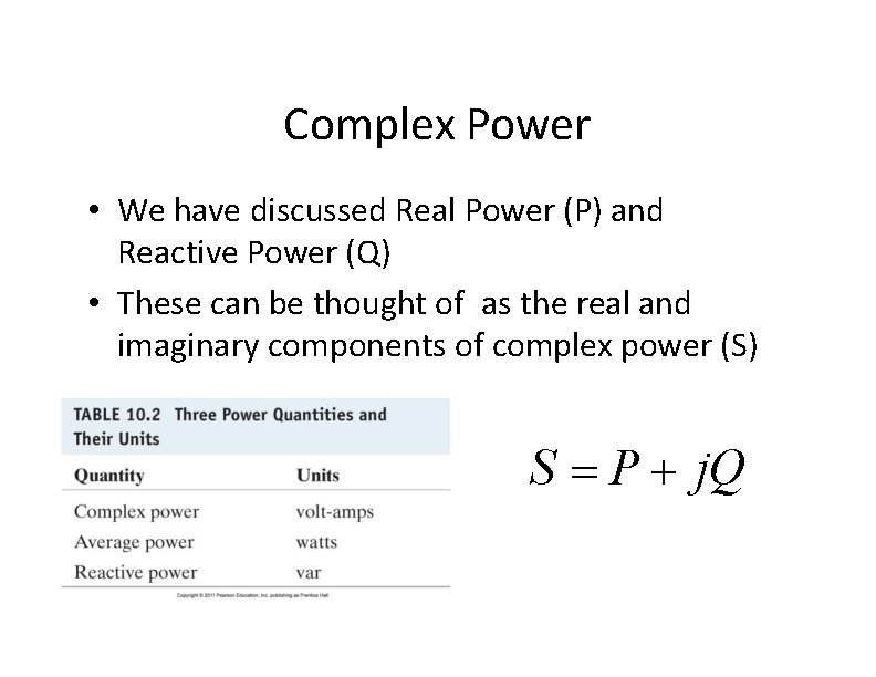 Complex Power • We have discussed Real Power (P) and Reactive Power (Q) •