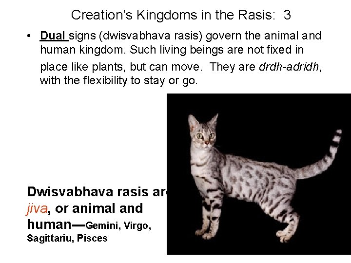 Creation’s Kingdoms in the Rasis: 3 • Dual signs (dwisvabhava rasis) govern the animal