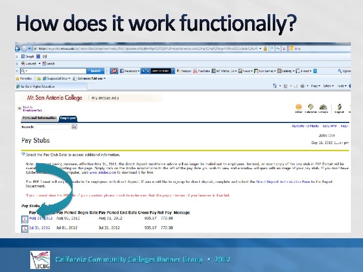 How does it work functionally? California Community Colleges Banner Group • 2012 