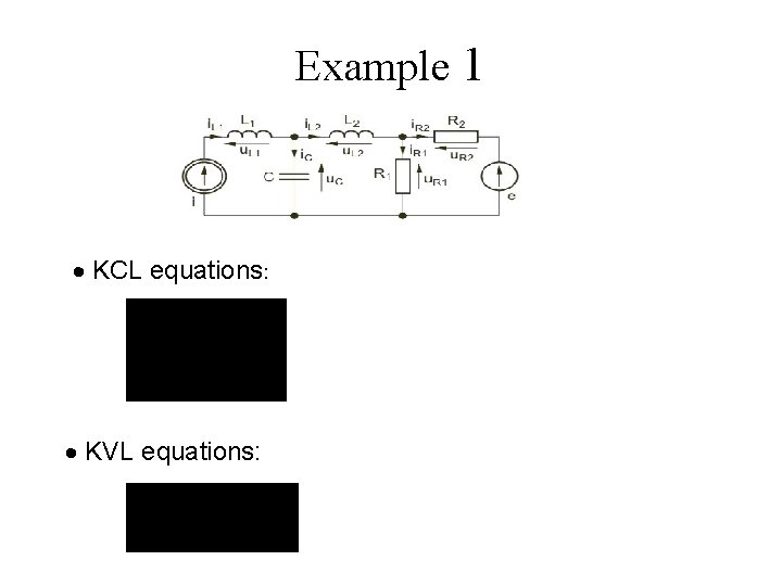 Example 1 KCL equations: KVL equations: 