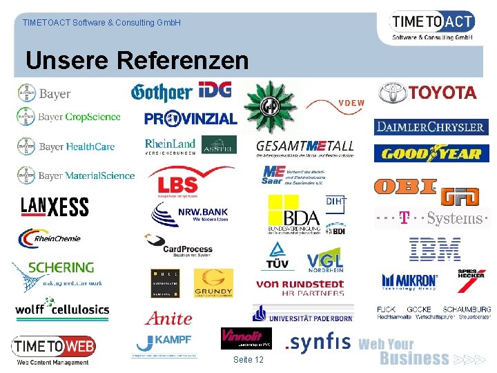 TIMETOACT Software & Consulting Gmb. H Unsere Referenzen Seite 12 