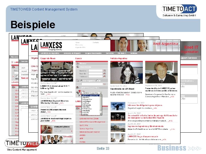 TIMETOWEB Content Management System Beispiele Seite 33 