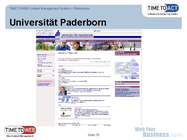 TIMETOWEB Content Management System > Referenzen Universität Paderborn Seite 78 
