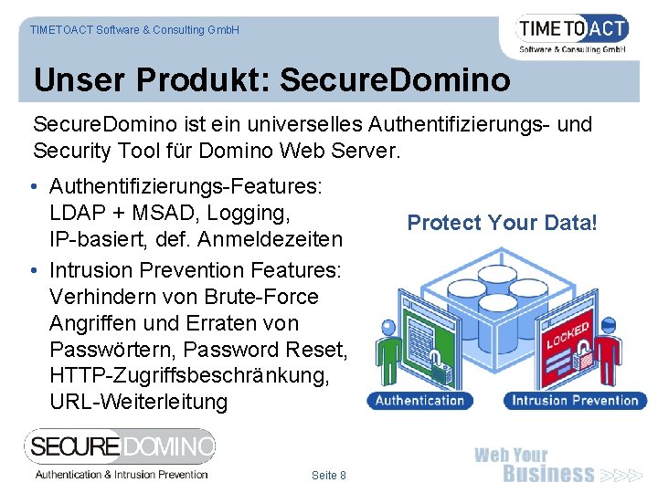 TIMETOACT Software & Consulting Gmb. H Unser Produkt: Secure. Domino ist ein universelles Authentifizierungs-