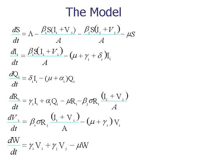 The Model b S(I + V ) b S(I + V d. S =
