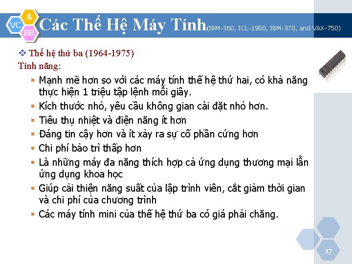 VC & BB Các Thế Hệ Máy Tính (IBM-360, ICL-1900, IBM-370, and VAX-750) v