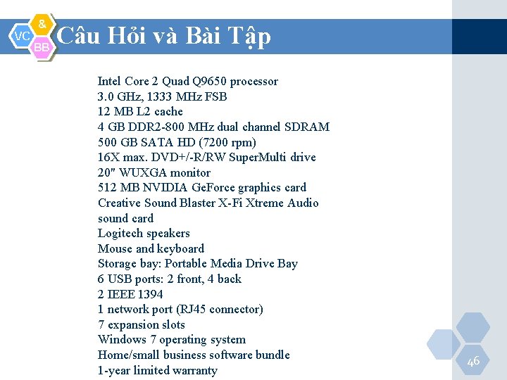 VC & BB Câu Hỏi và Bài Tập Intel Core 2 Quad Q 9650