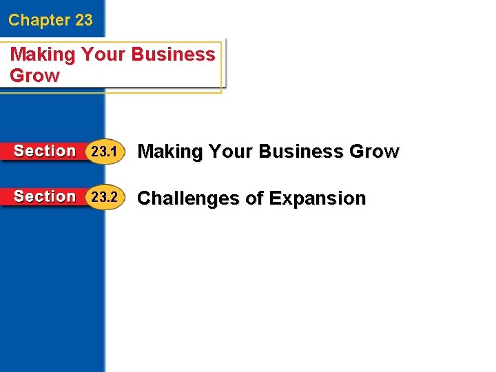 Chapter 23 Making Your Business Grow 23. 1 Making Your Business Grow 23. 2