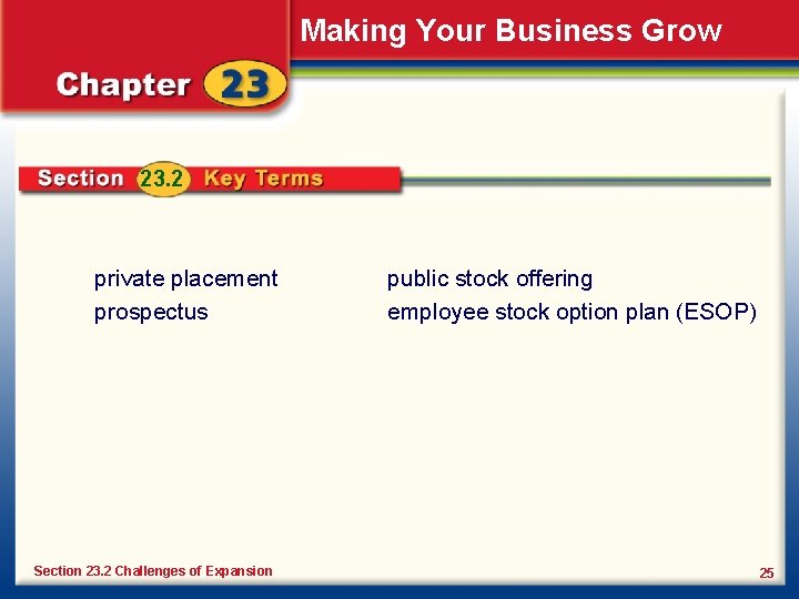 Making Your Business Grow 23. 2 private placement prospectus Section 23. 2 Challenges of