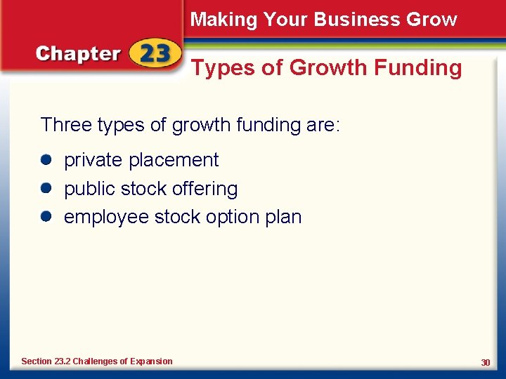 Making Your Business Grow Types of Growth Funding Three types of growth funding are: