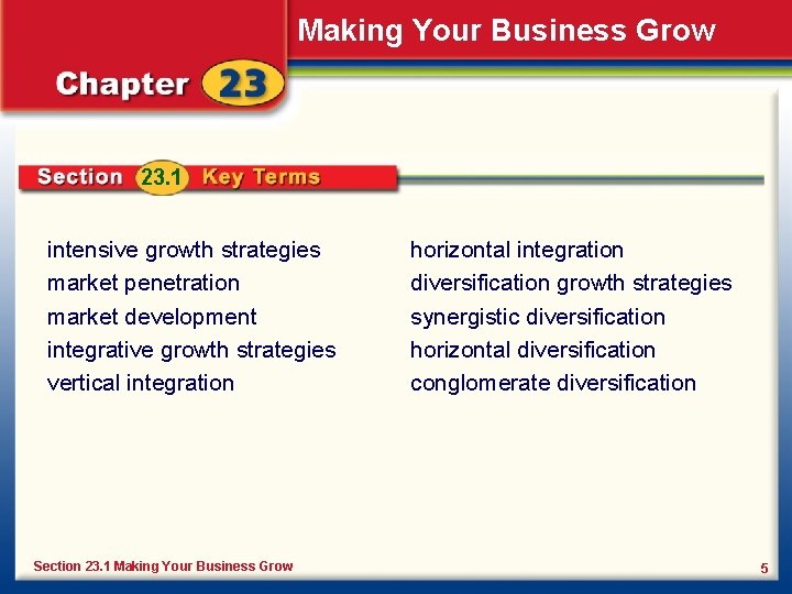 Making Your Business Grow 23. 1 intensive growth strategies market penetration market development integrative