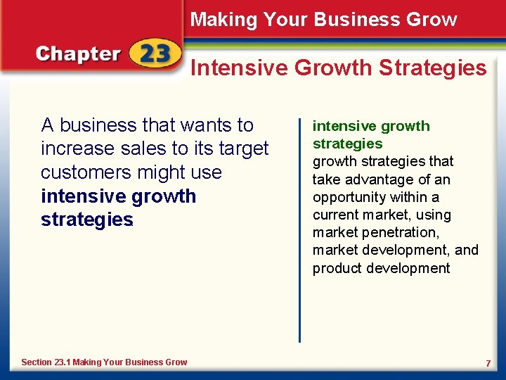 Making Your Business Grow Intensive Growth Strategies A business that wants to increase sales