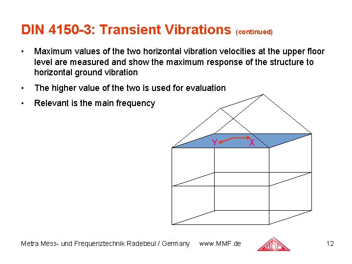 DIN 4150 -3: Transient Vibrations (continued) • Maximum values of the two horizontal vibration