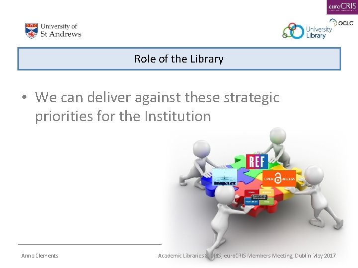 Role of the Library • We can deliver against these strategic priorities for the
