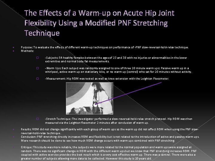 The Effects of a Warm-up on Acute Hip Joint Flexibility Using a Modified PNF