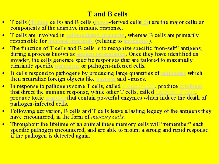 T and B cells • T cells (thymus cells) and B cells (bursa-derived cells[2])