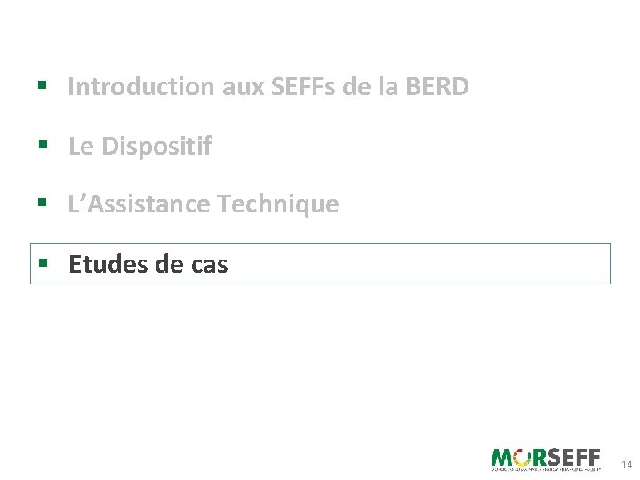 § Introduction aux SEFFs de la BERD § Le Dispositif § L’Assistance Technique §