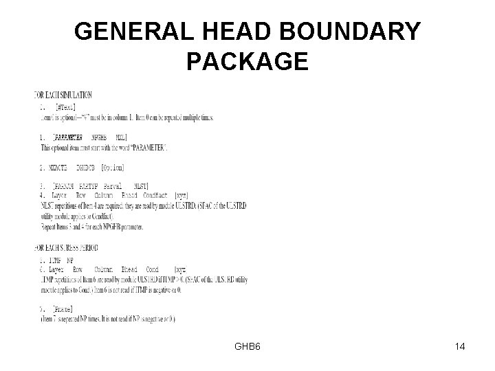 GENERAL HEAD BOUNDARY PACKAGE GHB 6 14 