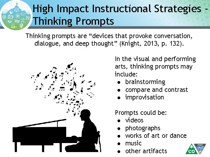 High Impact Instructional Strategies Thinking Prompts Thinking prompts are “devices that provoke conversation, dialogue,