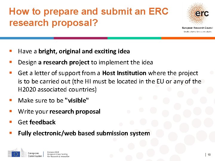 How to prepare and submit an ERC research proposal? Established by the European Commission