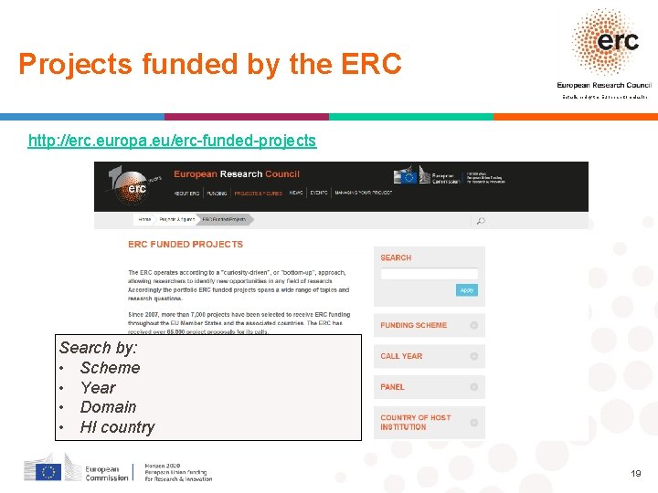 Projects funded by the ERC Established by the European Commission http: //erc. europa. eu/erc-funded-projects