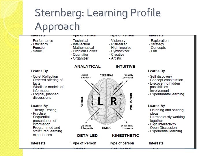 Sternberg: Learning Profile Approach 