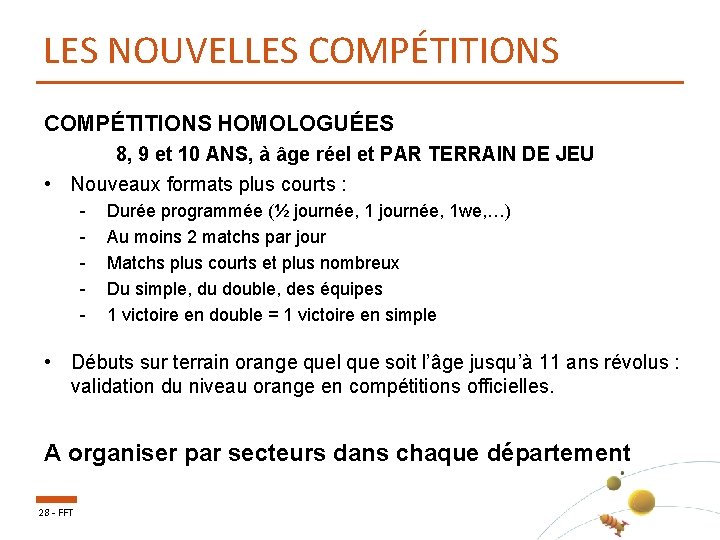 LES NOUVELLES COMPÉTITIONS HOMOLOGUÉES 8, 9 et 10 ANS, à âge réel et PAR