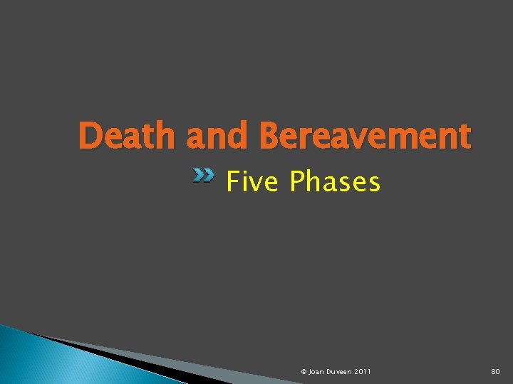 Death and Bereavement Five Phases © Joan Duveen 2011 80 