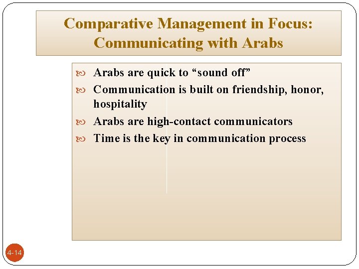 Comparative Management in Focus: Communicating with Arabs are quick to “sound off” Communication is