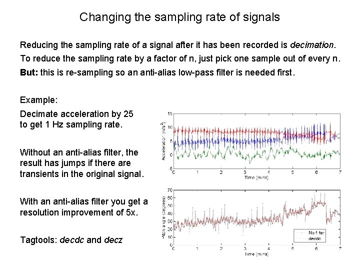 Changing the sampling rate of signals Reducing the sampling rate of a signal after