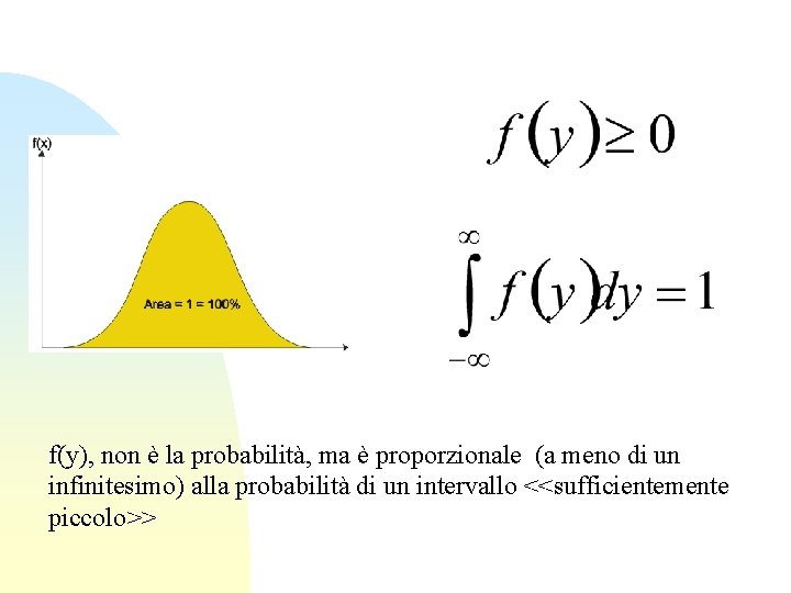 f(y), non è la probabilità, ma è proporzionale (a meno di un infinitesimo) alla