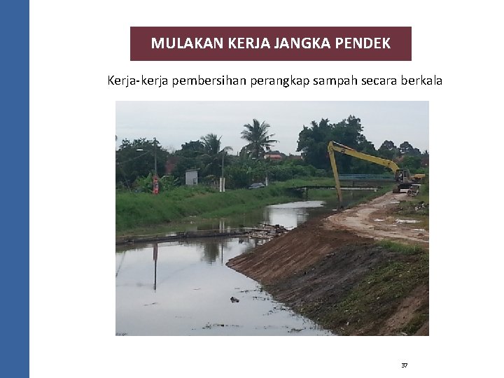 MULAKAN KERJA JANGKA PENDEK Kerja-kerja pembersihan perangkap sampah secara berkala 37 MULAKAN KERJA JANGKA PENDEK Kerja-kerja pembersihan perangkap sampah secara berkala 37