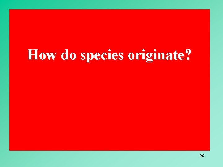 How do species originate? 26 