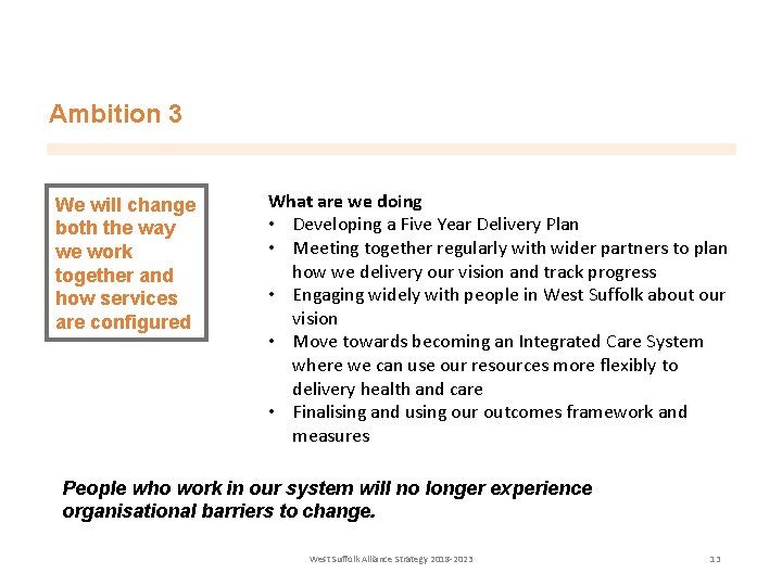 Ambition 3 We will change both the way we work together and how services