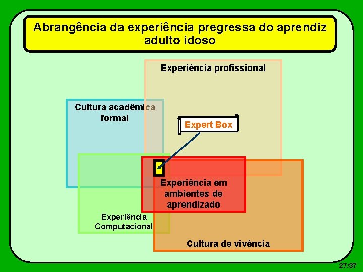 Abrangência da experiência pregressa do aprendiz adulto idoso Experiência profissional Cultura acadêmica formal Expert