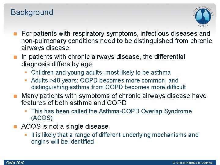 Background For patients with respiratory symptoms, infectious diseases and non-pulmonary conditions need to be