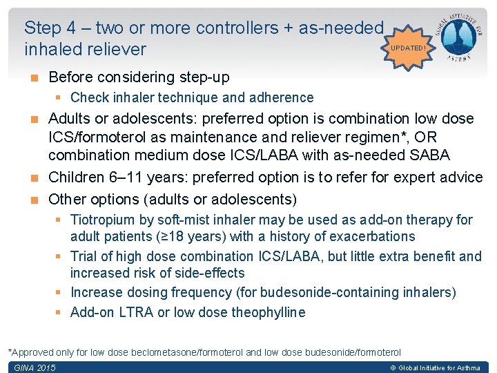 Step 4 – two or more controllers + as-needed inhaled reliever UPDATED! Before considering