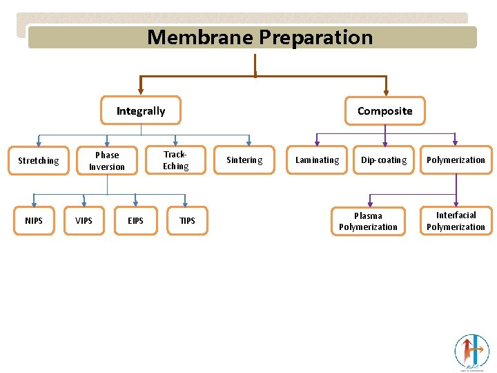 Membrane Preparation Integrally Stretching NIPS Track. Eching Phase Inversion VIPS Composite EIPS TIPS Sintering