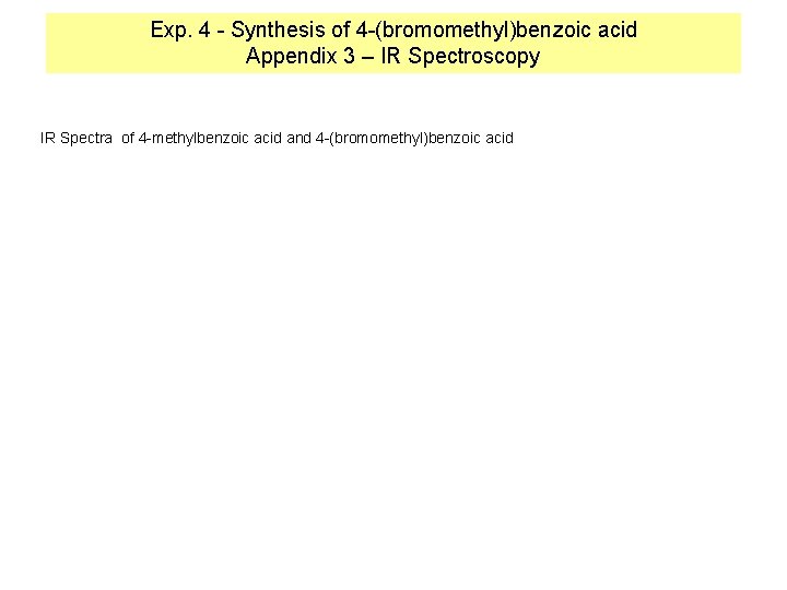 Exp. 4 - Synthesis of 4 -(bromomethyl)benzoic acid Appendix 3 – IR Spectroscopy IR