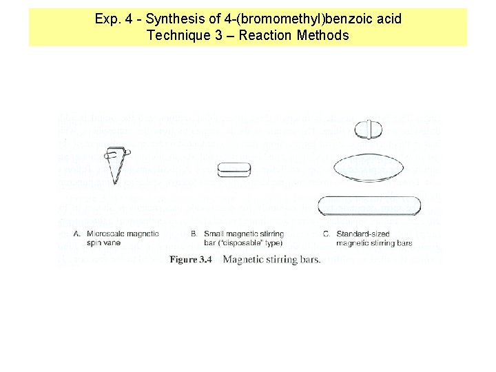 Exp. 4 - Synthesis of 4 -(bromomethyl)benzoic acid Technique 3 – Reaction Methods 