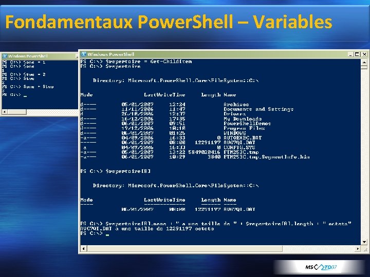 Fondamentaux Power. Shell – Variables 