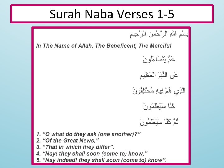 Surah Naba Verses 1 -5 