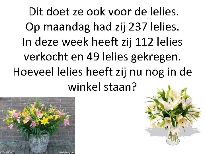 Dit doet ze ook voor de lelies. Op maandag had zij 237 lelies. In