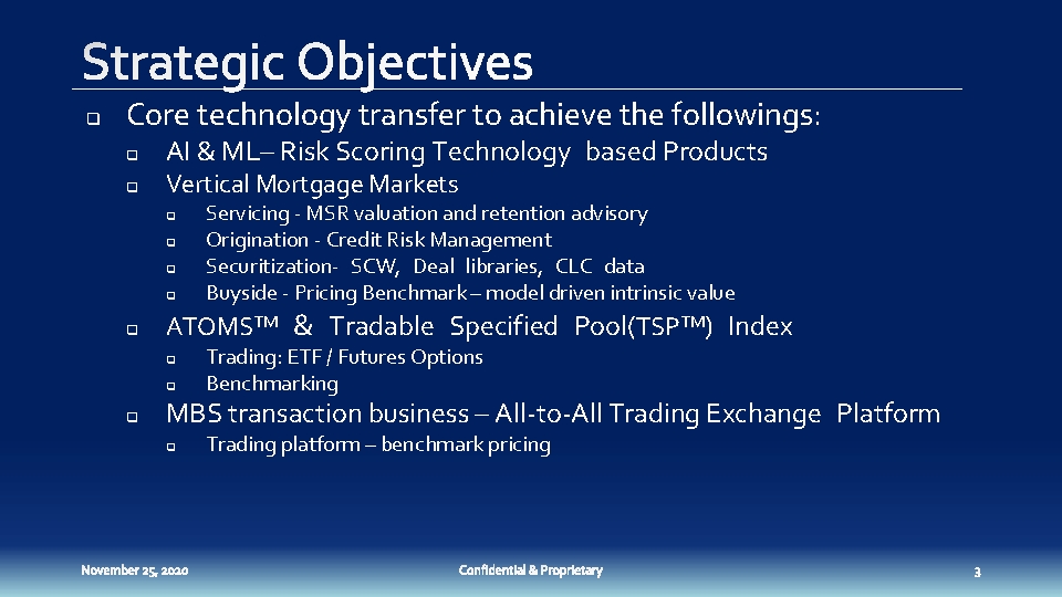 q Core technology transfer to achieve the followings: q q AI & ML– Risk